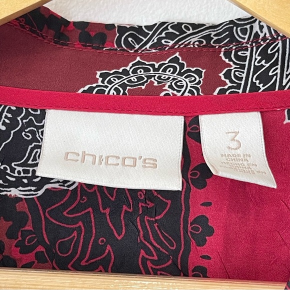 Chico’s Paisley Roxanne Top Woman’s 3 (XL) Button Down Long Sleeve Office - Picture 4 of 9